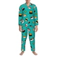 thumbnail image 3 of Salouo Sushi Print Button-Front Long Sleeve Pajama Set for Men, Soft 2Pjs Men's Long Sleeve Sleepwear-Large, 3 of 7