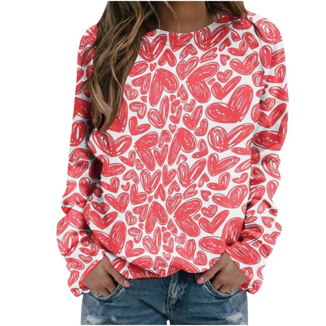 Chemises à Manches Longues pour Femmes, Col Rond Imprimé, Pull Léger, Vêtements d'Automne