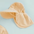 thumbnail image 6 of Rggeeun Child Boys Swimsuit Set 3Pc Cute Striped Pattern Long Sleeve Crew Neck Front Zipper Top & Elastic Waist Swim Trunks with Hat for Summer Beach Surf Casual Beachwear,Orange,12-18 Months, 6 of 8