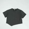 thumbnail image 2 of LYHaoo Toddler Boys Girls Short Sleeve Summer Casual Tops Beach Holiday Solid Shirts T Shirt School Uniform Sizes 1-2 Years Gray, 2 of 6