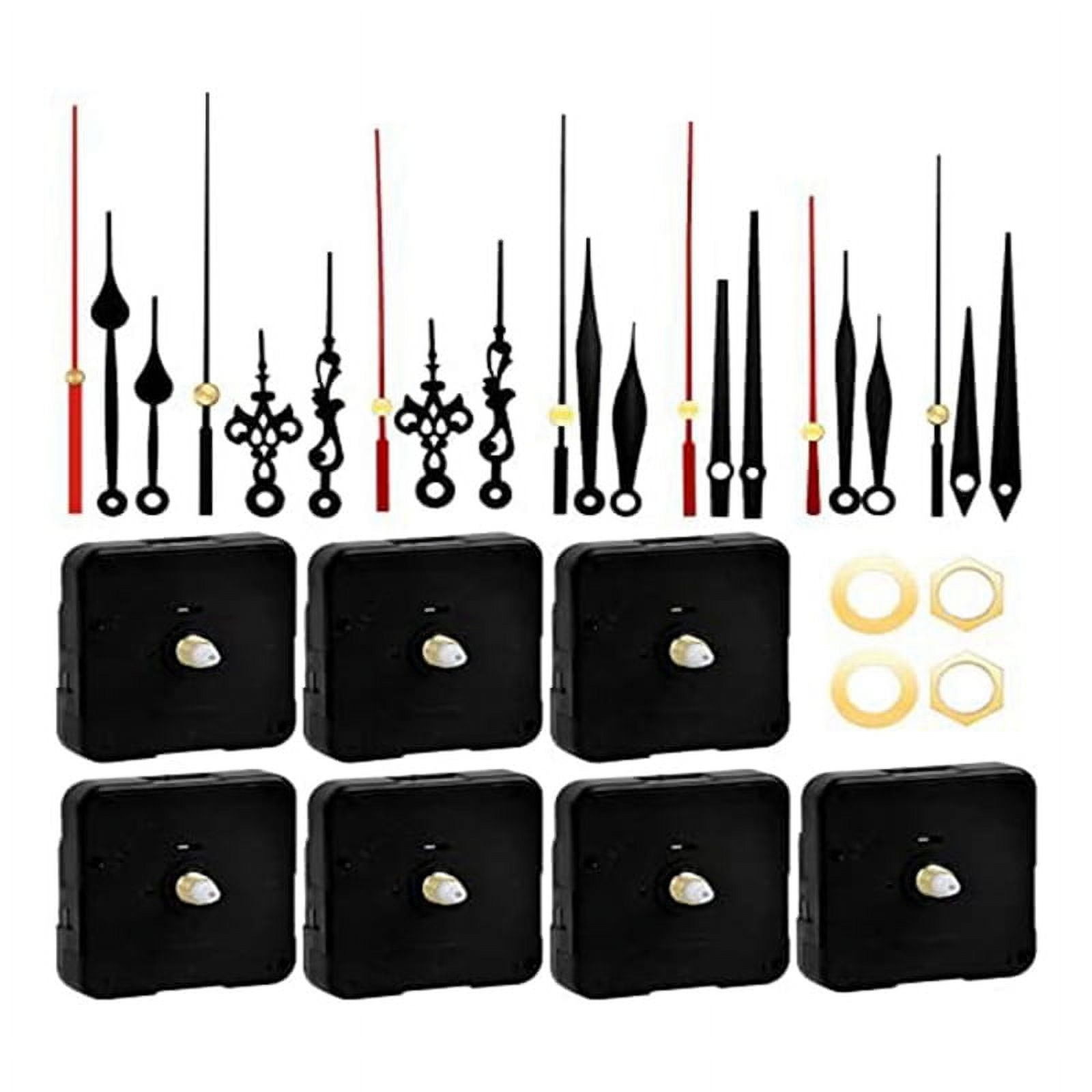 Kit 7 Pièces Mécanisme Horloge Murale Quartz Avec Aiguilles - Arbre Long 12mm