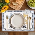 thumbnail image 4 of Happy Easter Placemats Set of 8, Cute Lovely Colorful Rabbits Silhouette Blue Plaid Placemats for Dining Table, Place Mats for Kitchen Tabletop, Waterproof Wipeable Dining Table Mats Set, 4 of 9
