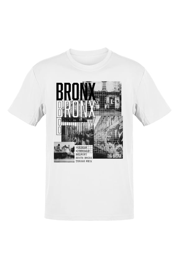 Urban Bronx Street Collage Men's White T-shirt