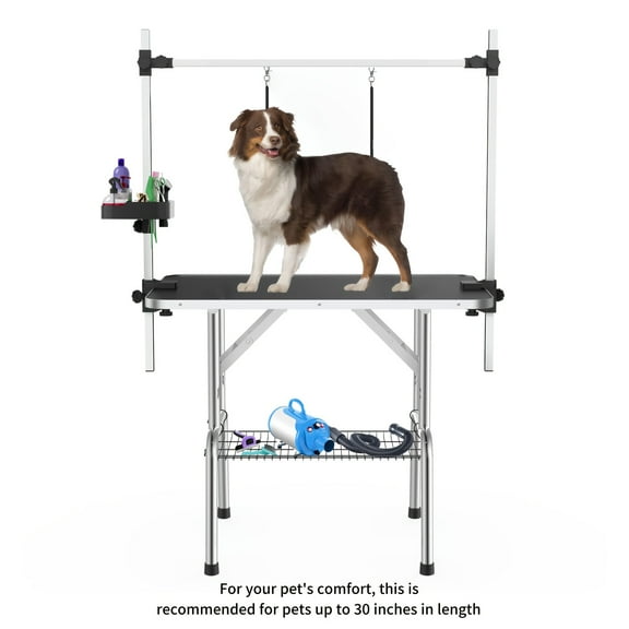 FANRUINA 36/46Inch Pet Grooming Table, Durable Stainless Steel,Portable And Foldable, Adjustable Arm Height, With Portable Storage Tray, Non-slip Home Dog Grooming Table, Pet Supplies And Accessories