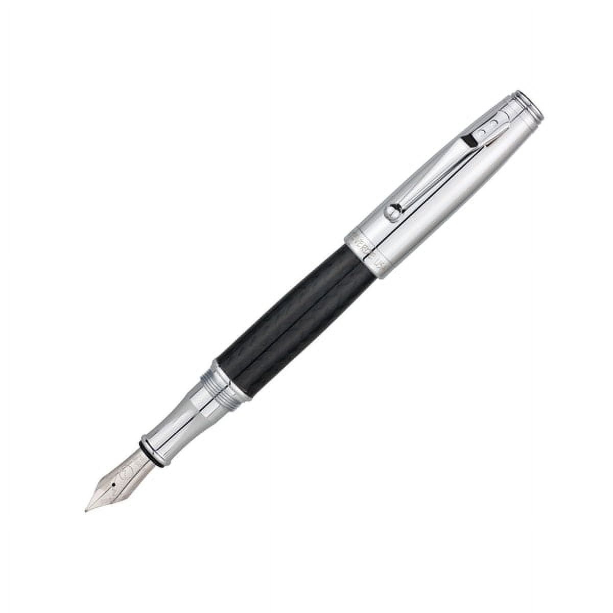 Monteverde® Invincia™ Fountain Pen, Chrome, Medium Point, 0.5 mm, Black Barrel, Black Ink