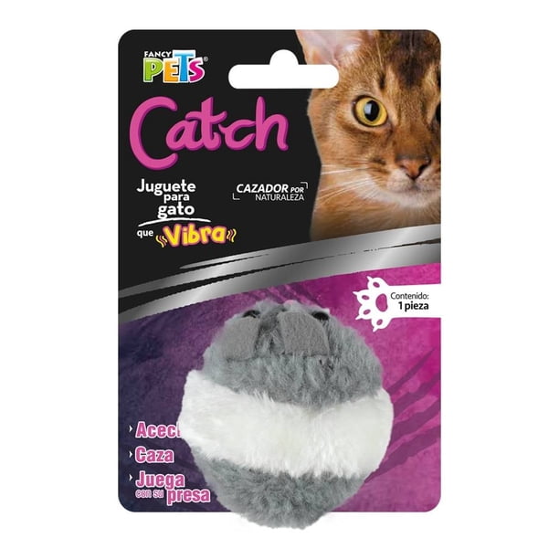 Juguete para Gato Fancy Pets Catch Gris con Blanco con Forma de Cuyo