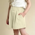 thumbnail image 4 of Amidoa Girls Shorts Toddler Casual Summer Soft Elastic Waist Solid Color With Pockets Shorts for Kids Khaki Size 8, 4 of 6