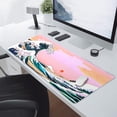 thumbnail image 6 of Cute Pink Mouse Pad Japanese Wave Kawaii Aesthetic Extended Desk Mat 90X40 cm Non-Slip Rubber Base Stitched Edge Large XXL Playmat&nbsp;for Keyboard Gaming Laptop Computer Office Desktop,35.4×15.7 in, 6 of 6