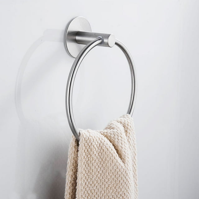 Hand Towel Ring Bathroom No Drilling Wall Mounted Brushed Nickel Circle Rings Door Hanger Towels Rack Bathroom Hardware Set Wall Mount