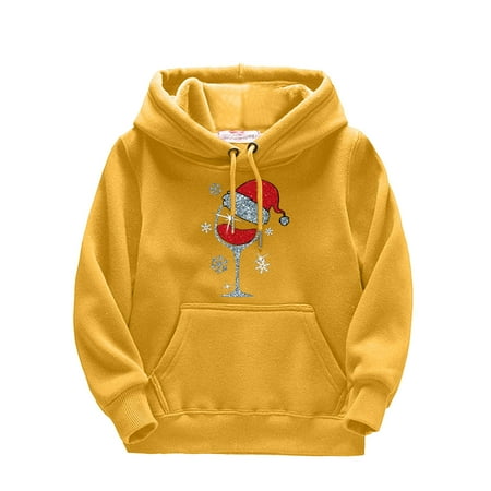 

Christmas Prints Drawstring Pullover Hooded Comfortable Tops Loose Long Sleeve Blouse Toddler Christmas Sweater Pumpkin Hoodie Sweatshirt for Kids Infant Toddler Crewneck Stripe Sweatshirts