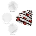 thumbnail image 3 of Yiaed Ladybugs on Black and White Striped1 Print Winter Beanie for Men Women, Fleece Lined Beanie Soft Warm Knit Hat Ski Stocking Cuffed Ca, 3 of 6