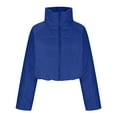 thumbnail image 5 of Herrnalise Jackets For Women Fashion Zipper Coat Long Jacket Winter Long Sleeve Short Down Cotton Shackets For Women 2023 fall Blue,XL, 5 of 7