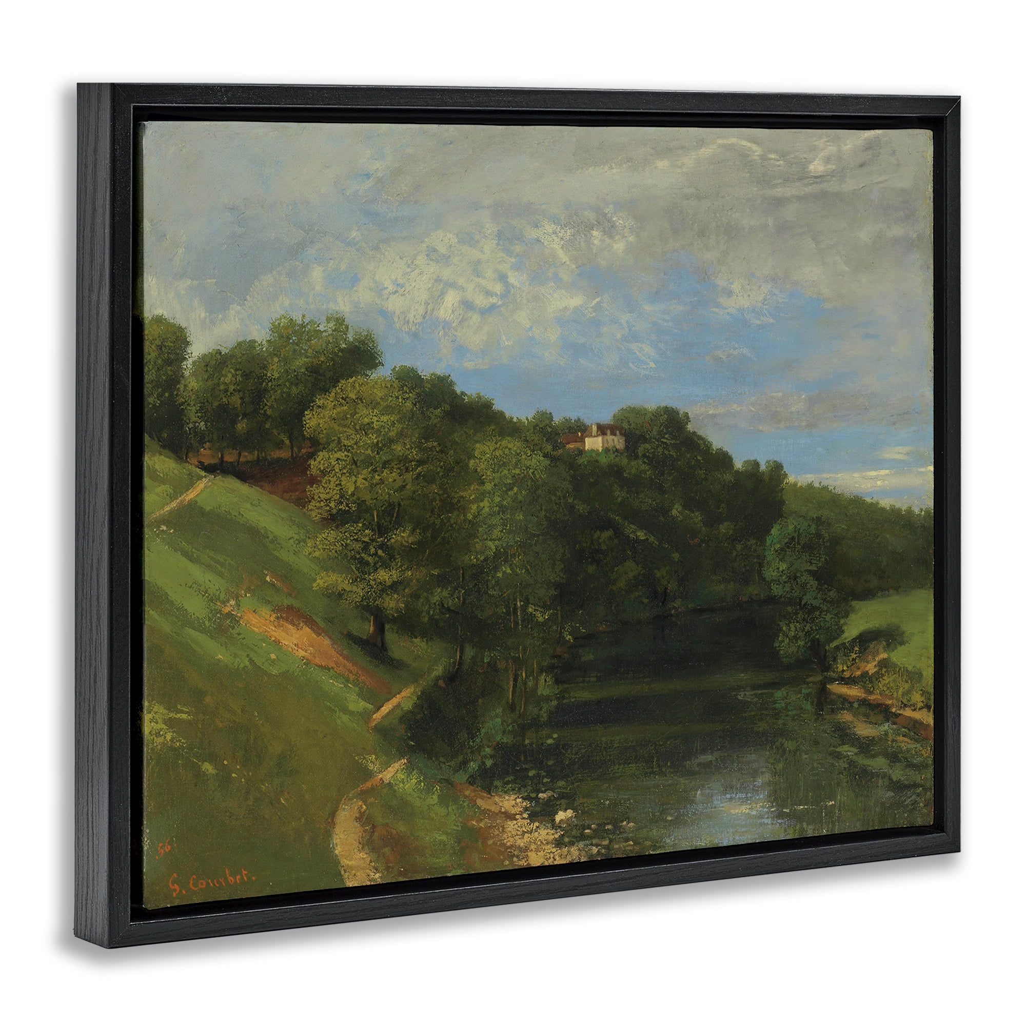 Stupell Industries Classic River Landscape Landscape & Nature Painting Black Floater Framed Canvas Art Print Wall Art, 21 x 17