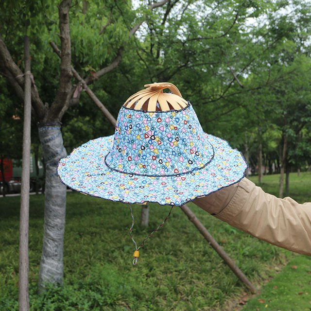Ltdhehe 2 In 1 Portable Sun Hat Foldable Hand Fan Hat For Women Summer Flower Pattern Beach Hat For Travel Beach