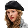 thumbnail image 4 of Boina de lana, gorro cálido de invierno de estilo francés de color sólido para mujer, gorro de pintor de lana retro de otoño e invierno, boina para mujer que combina con todo, 4 of 8