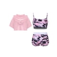 thumbnail image 2 of Linjinx Kids Girls 3 Piece Camouflage Tankini Cami Top and Shorts with Short Sleeve Crop Hooded Pink 12, 2 of 5