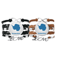 thumbnail image 1 of Azul Antartida ilustración mapa patrón Pulsera pareja de cuerdas de cuero Unbranded M, 1 of 3