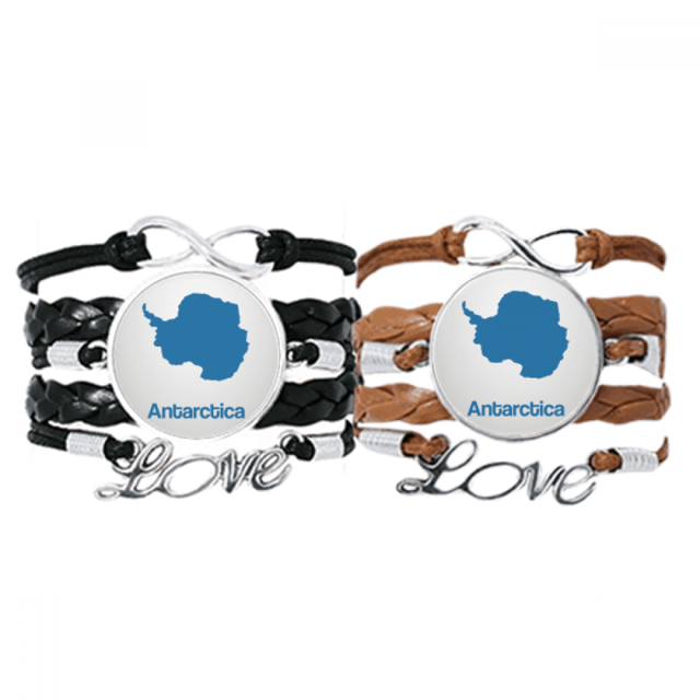 Azul Antartida ilustración mapa patrón Pulsera pareja de cuerdas de cuero Unbranded M