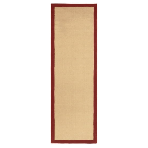 Handmade Natural Jute Burgundy Indoor Hallway Runner Rug by Blue Nile Mills