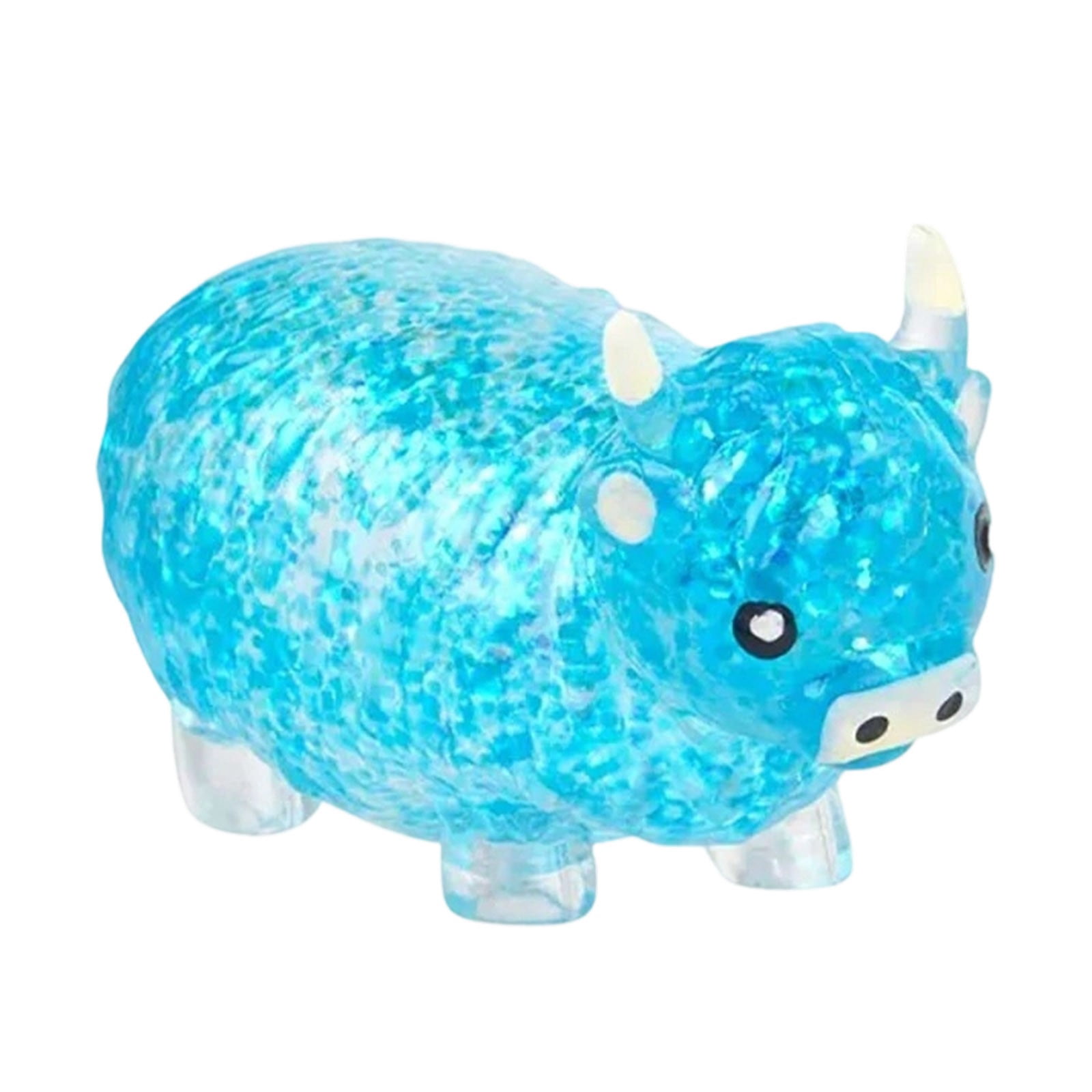 Glitter Stress Relief Hippo Squeeze, Cute Malt Sugar Filled Hippo Squeeze Sensory Fidget, for Adults Anxiety Relief Birthday Party Favors Gift Sugar Ball (Blue)