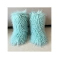 thumbnail image 4 of Ferndule Womens Fashion Mid Calf Boot Indoor Outdoor Breathable Faux Fur Cozy Furry Fuzzy Snow Boots Green Blue 8.5, 4 of 6