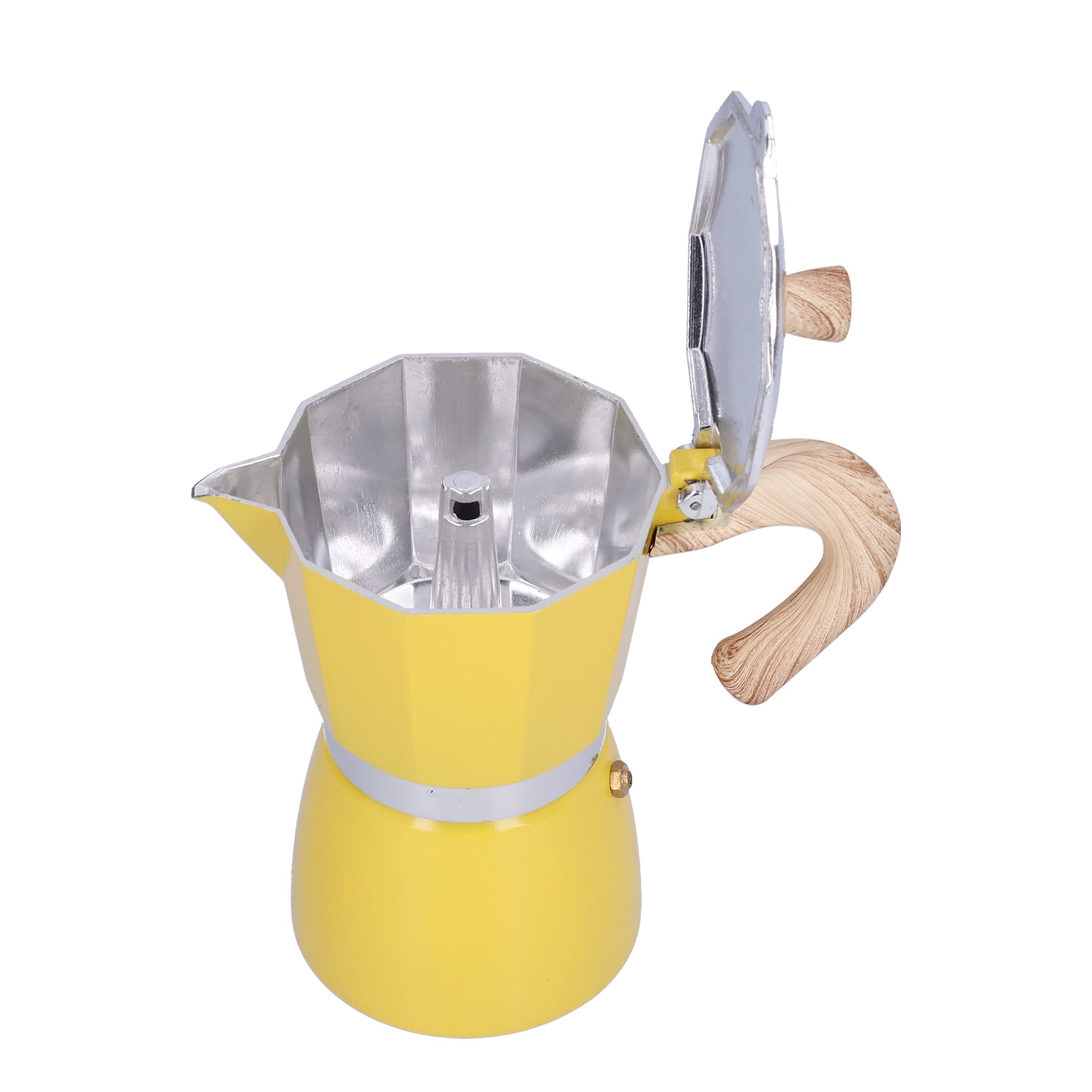 YAHHU 300ML 6-Cup Aluminum Stovetop Espresso Maker, Premium Classic Moka Pot Coffee Kettle for Gas and Camping Stoves, Authentic Italian Style Brewing, Yellow Color (10.14 oz / 300 ml)