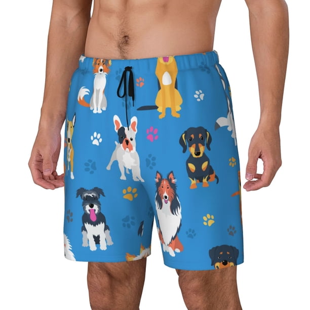 Balery Cute Dogs Bañador para hombre, shorts de playa de secado rápido con entrepierna y forro de compresión-3X-Large