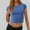 Blue, variant on Summer Tops For Women Sevevn Women Fashion Casual Solid Hort Sleeve Round-Neck Blouses Shirts Tee