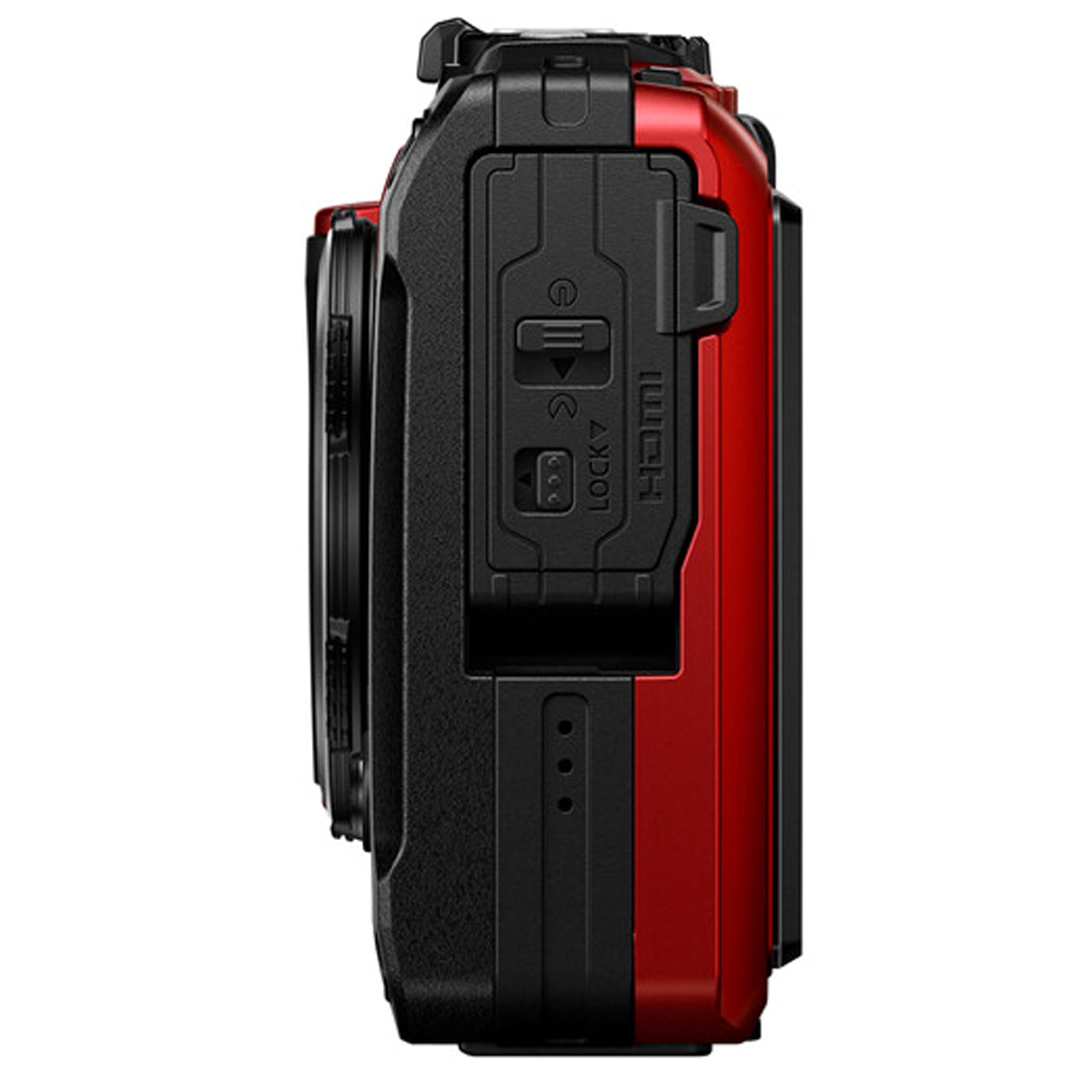 OM SYSTEM Tough TG-7 Digital Camera, 12 MP, 2x Digital Zoom, Waterproof, Red, with 128GB Extreme PRO Memory (Rugged Bundle)
