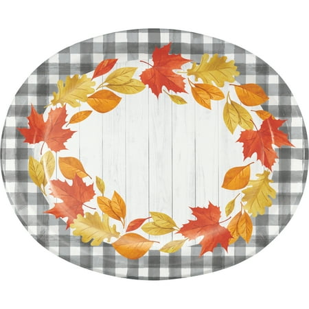 Fallen Leaves Oval Plates, 24 Count Serves 24 Guests