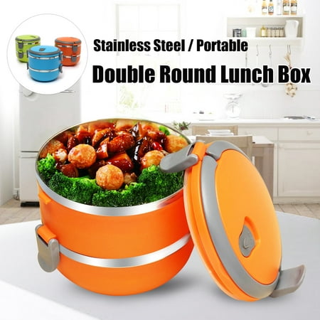 2-Tier Insulated Stainless Steel Lunchmate Bento Lunch Box - Large Microwavable Food Storage Airtight Containers With