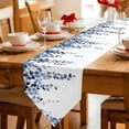 thumbnail image 2 of Navy Blue Eucalyptus Leaves Table Runner Linen Burlap Table Runner 90 Inches Long Summer Leaf Watercolor Dresser Scarves for Kitchen Island Coffee Dining Party Wedding Banquet Holiday Decor 13"x90", 2 of 8
