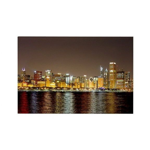 CafePress - Chicago Night Skyline - Rectangle Magnet, 2"x3" Refrigerator Magnet