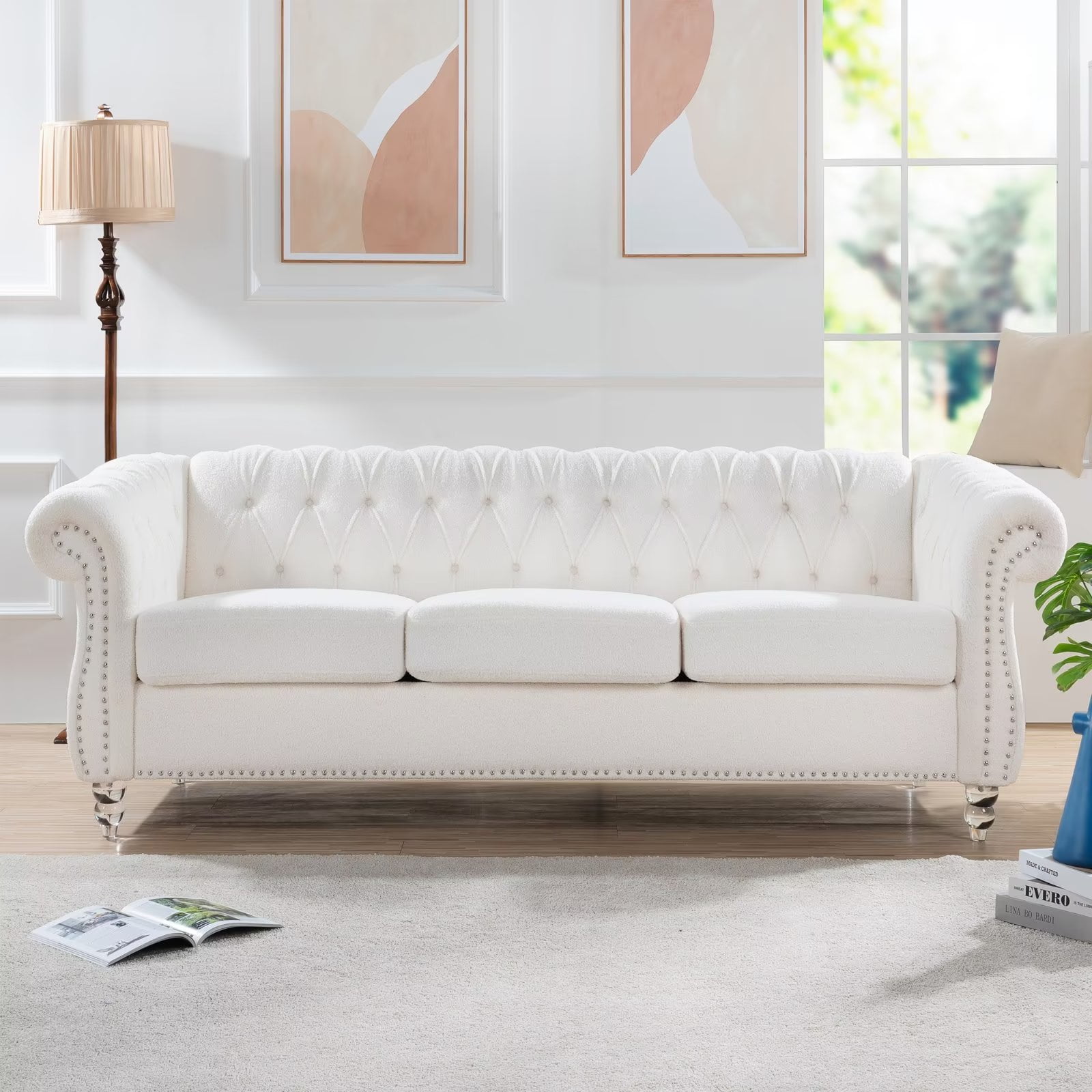 Living Room Sofa, Modern Upholstered Loveseat with Button Tufted