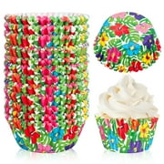 300Pcs Hawaiian Cupcake Liners Palm Leaf Hibiscus Paper Baking Cups Tropical Luau Party Standard Muffin Cupcake Wrappers for Party Supplies Table Decor