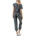 thumbnail image 2 of Fashionazzle Women's Sexy Off Shoulder Elastic Waist Beam Foot Jumpsuit Rompers, 2 of 14