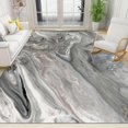 thumbnail image 3 of Abstract Liquid Marble Texture Area Rugs Gray White Gradient Entryway Rug Short Pile Non-Slip Soft Washable Indoor Carpet for Living Room Bedroom 5x6ft, 3 of 6