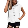 thumbnail image 6 of cocolona Womens Sleeveless Printed Pullover Hoodie Drawstring Trendy Casual Solid Color Sweatshirt with Pocket, 6 of 6