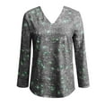 thumbnail image 4 of Dyfzdhu Sequin Tops for Women Elegant Trendy V Neck Sparkly Casual Solid Color Sequined Long Sleeve T Shirt Blouse Grey （Not Real Sequin), 4 of 5