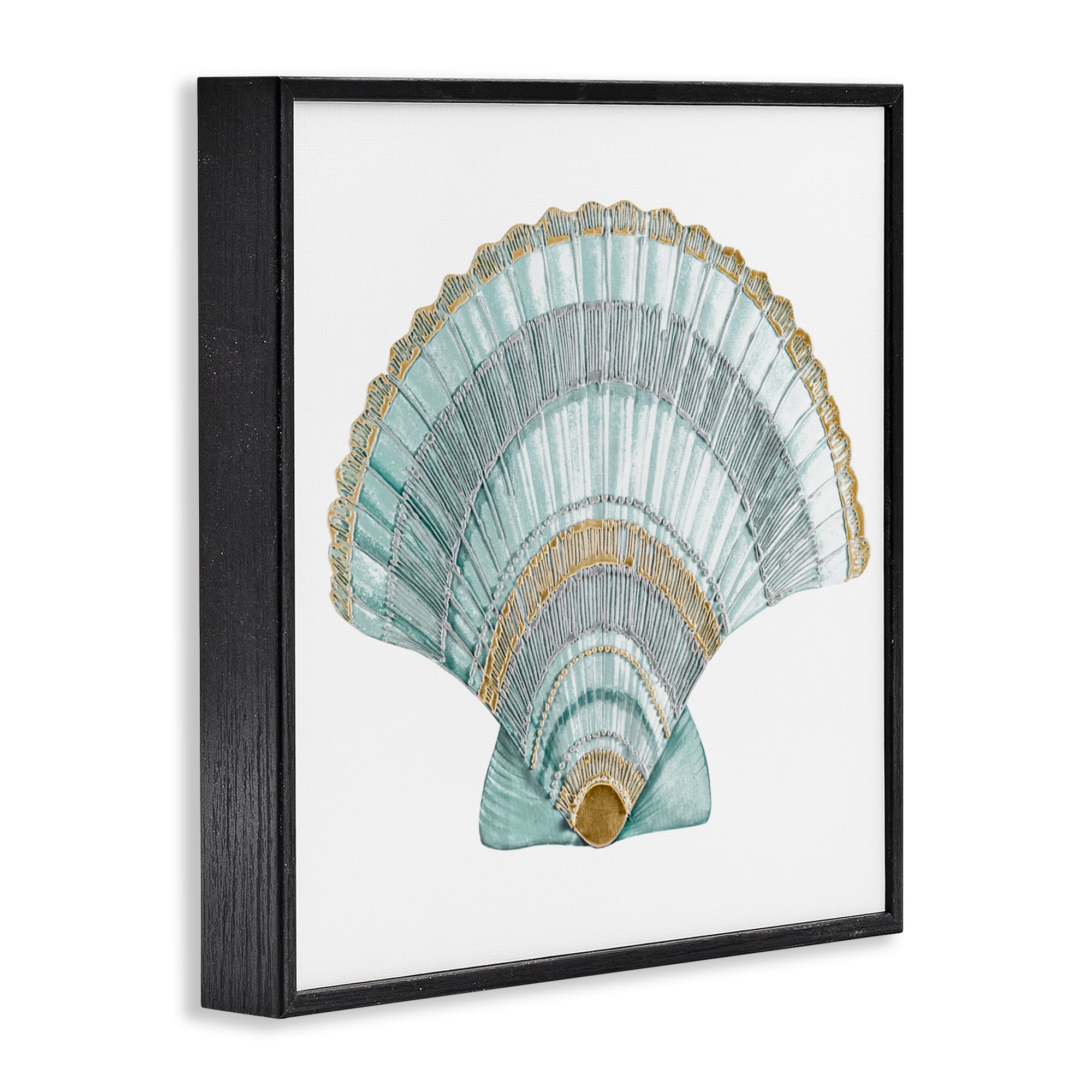 Stupell Industries Regal Shells Scallop Black Framed Giclee Art, design by Lorenzo Collective
