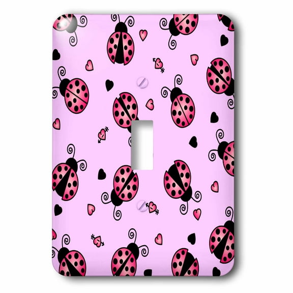 3dRose, Love Bugs Pink Ladybug Print with Hearts, single toggle switch