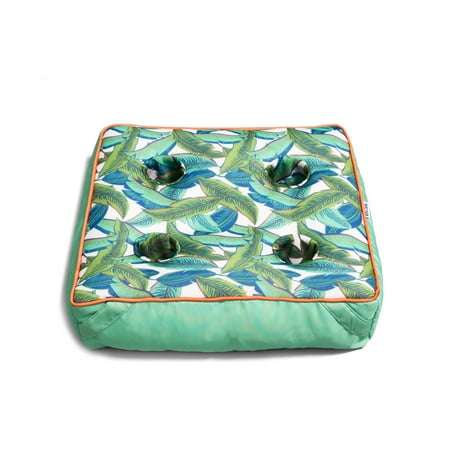 Big Joe Captain's Caddie No Inflation Needed Pool Float Drink Holder, Tropical Palm Green Double Sided Mesh, Quick Draining Fabric, 2 feet