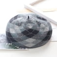 thumbnail image 2 of SikaFu Autumn/winter Beret woolen cloth bud hat vintage fashion hat jacquard check thermal painter hat casual versatile hat, 2 of 6
