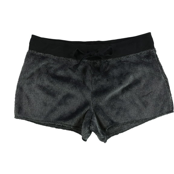 P.J. Salvage Womens 2-Tone Fuzzy Pajama Shorts, Black, Medium