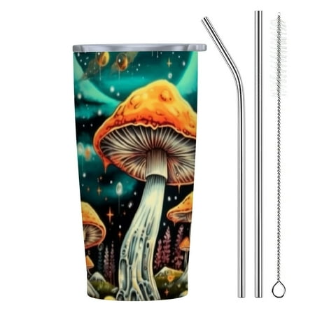 

Autua Mushrooms Stars Moon 20oz Car Tumbler with Straw 304 Stainless Steel Good Sealing Performance for Ice Drinks and Hot Beverages 20oz