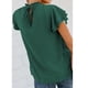thumbnail image 3 of Camiseta holgada de punto suizo fruncida con manga aleteo superior de verano para mujer para uso diario, 3 of 5