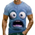 thumbnail image 2 of EliteGoogv Mens T Shirt Funny Expression Graphic Short Sleeve Tee For Men Breathable Casual Top With Cute Cartoon Face Summer Shirt Blue L, 2 of 8