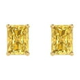 thumbnail image 3 of 2.0 Ct Emerald Cut Studs Yellow Crystal 18K Yellow Solid Gold Everyday Dainty Earrings Push Back, 3 of 7