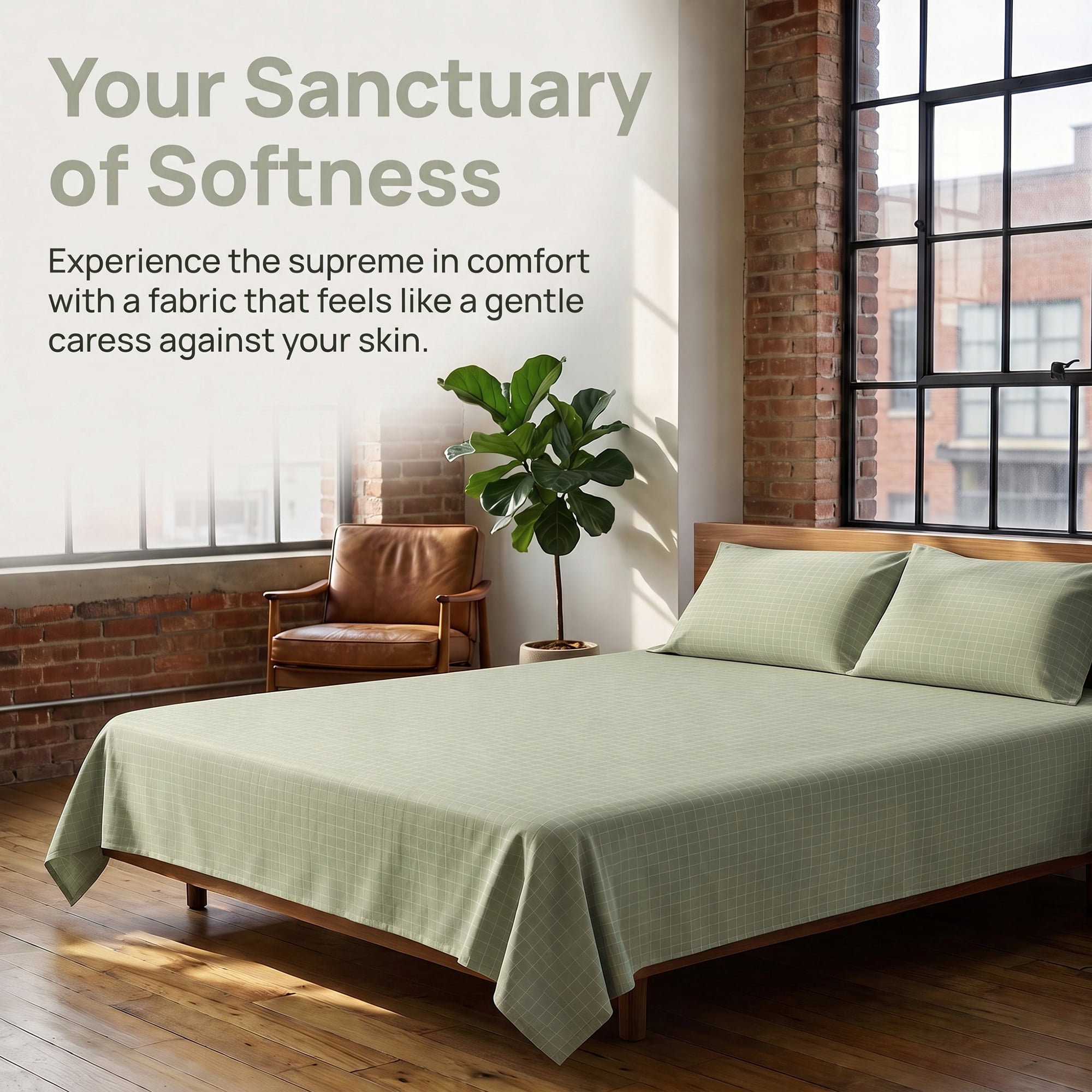 Unique Bargains Microfiber Gauze Bed Sheet Breathable Flat Sheet Light Green 96"x106"
