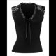 thumbnail image 4 of Camiseta Sin Mangas de Encaje con Escote en V Profundo para Mujer, Camisa de Verano Sin Mangas de Corte Bajo con Lazo Frontal, Blusa Corta Negro M, 4 of 10